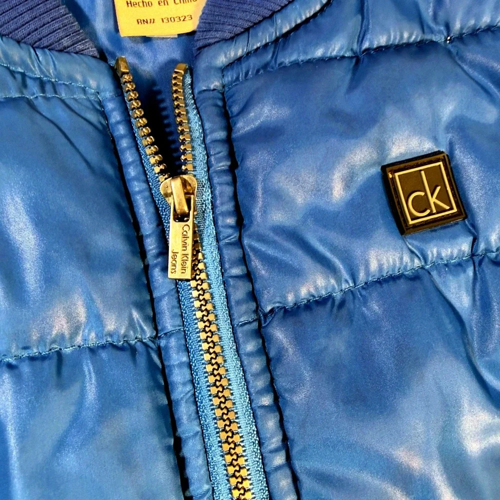 Calvin Klein Puffer Vest Kids 24M Blue Excellent Quilted Zip Up Logo Outerwear